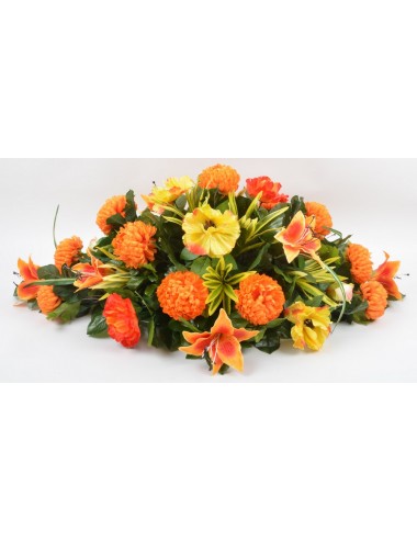 COUSSIN CHRYSANTHEME BOULE LILIUM ROSE ORANGE YELLOW