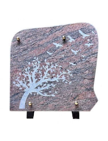 PLAQUE 25 X 25 PIED METAL ARBRE ET VOL D'OISEAUX - 2 INTERS -