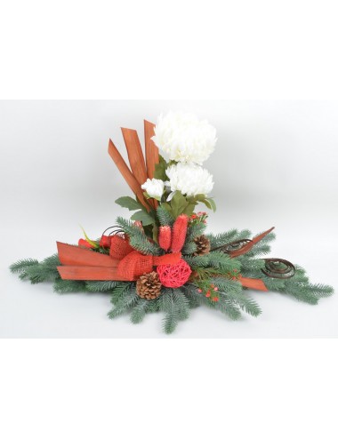 SOCLE GRANIT CHRYSANTHEME SAPIN BOIS RED WHITE