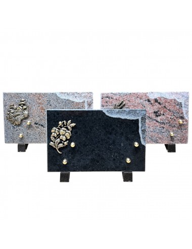 PLAQUE 21 X 12 - 2 INTERS - LOT DE 3 GRANIT ET BRONZE PANACHE