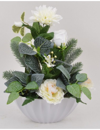 COUPE OVALE PLASTIQUE DALHIA RENONCULE BOUTON CREAM