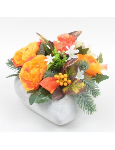 COEUR VIRGULE DALHIA RENONCULE BOUTON SALMON ORANGE