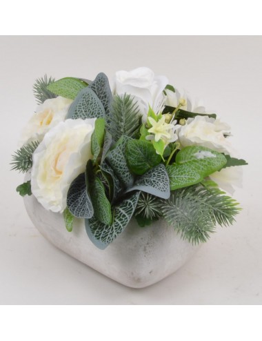 COEUR VIRGULE DALHIA RENONCULE BOUTON CREAM
