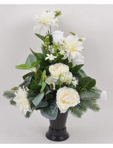BOUQUET DE VASE DALHIA RENONCULE BOUTON CREAM