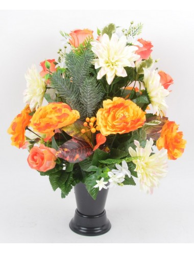 BOUQUET DE VASE DALHIA RENONCULE BOUTON SALMON ORANGE