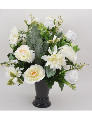 BOUQUET DE VASE DALHIA RENONCULE BOUTON CREAM