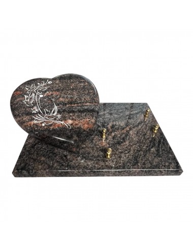 COEUR BOMBE 20 X 20 - 4 CM EPAISSEUR SUR SOCLE GRANIT - 2 INTERS - SABLAGE COLOMBES - COLORI HIMALAYA