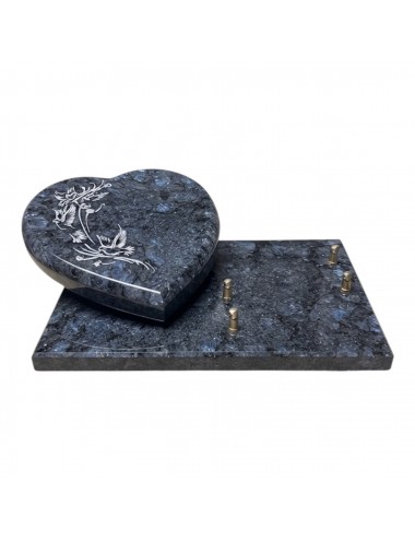 COEUR BOMBE 20 X 20 - 4 CM EPAISSEUR SUR SOCLE GRANIT - 2 INTERS - SABLAGE COLOMBES - COLORI MASS BLUE
