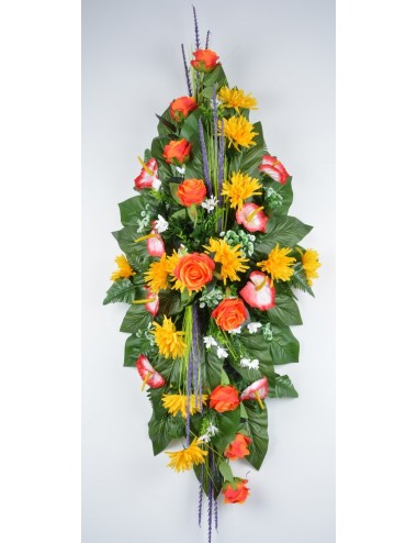 DESSUS DE CERCUEIL ROSE TOKIO ANTHURIUM ORANGE YELLOW