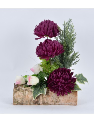 BUCHE 30 CM CHRYSANTHEME BOUTON CREME ROSE