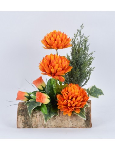 BUCHE 30 CM CHRYSANTHEME BOUTON CREME ROSE