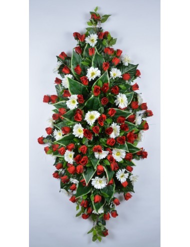 DESSUS DE CERCUEIL 80 CM GERBERA BOUTON RED