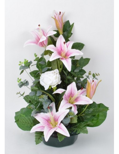 PLATEAU MARGUERITE LYS ROSE VELOURS CREAM