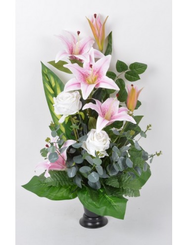BOUQUET DE VASE LYS ROSE VELOURS CREAM