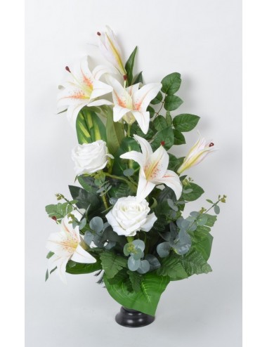 BOUQUET DE VASE LYS ROSE VELOURS CREAM
