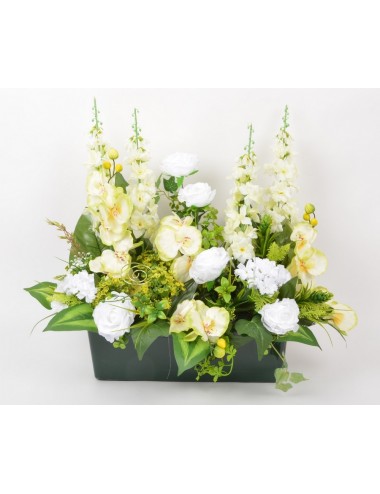 JARDINIERE 40 CM DELPHINIUM GLAIEUL ROSE HORTENSIA CREAM GREEN