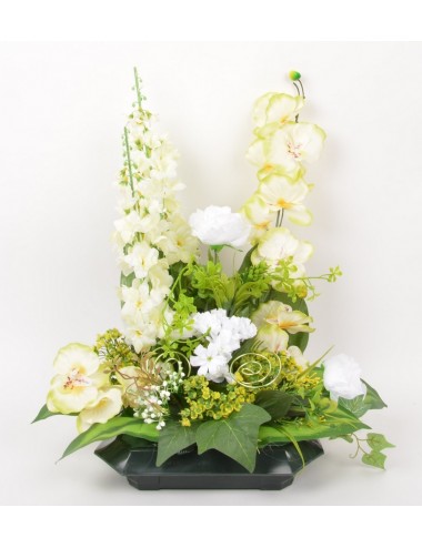 COUPE CARRE DELPHINIUM GLAIEUL ROSE HORTENSIA CREAM GREEN