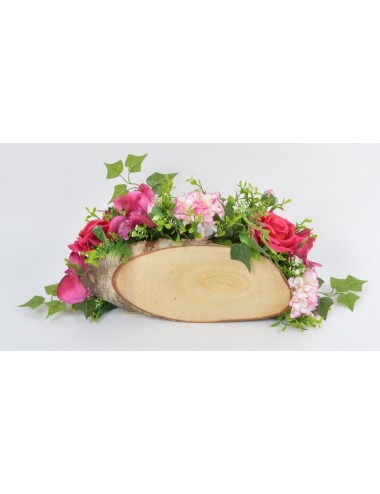 PLAQUETTES BOIS 30 CM DAHIA ROSE BRANCHUS ORCHIDEE WHITE GREEN