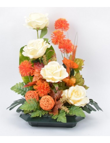 CARRE ROSE POMPON ORANGE