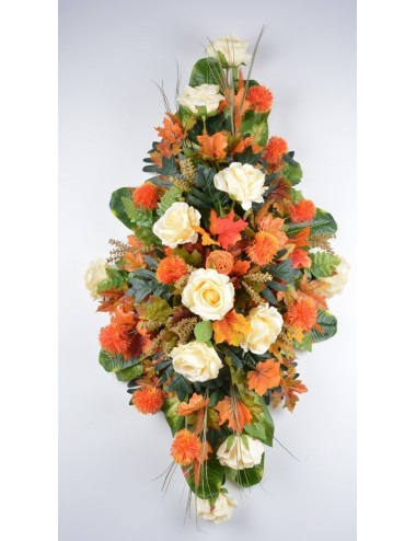 DESSUS DE CERCUEIL ROSE POMPON ORANGE