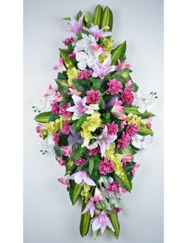 DESSUS DE CERCEUIL LYS ORCHIDEE LILAC GREEN
