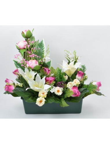 JARDINIERE 40 CM LYS PIVOINE BOUTON BEAUTY PINK