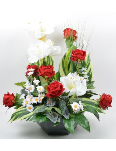 OCEA 32 CM ROSE VELOURS GRAMINEE RED WHITE
