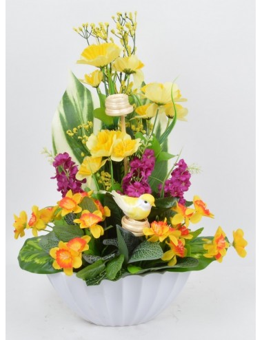 COUPE OVALE MINI JONQUILLE BUDDLEIA OISEAUX BEAUTY YELLOW