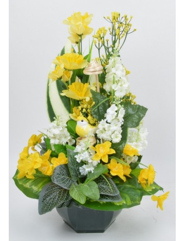 OCEA 17 CM MINI JONQUILLE BUDDLEIA OISEAUX YELLOW WHITE
