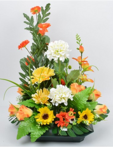CARRE MARGUERITE DALHIA BOUTON X24 YELLOW ORANGE