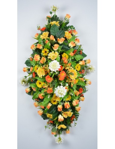 DESSUS DE CERCUEIL MARGUERITE DALHIA BOUTON X24 YELLOW ORANGE