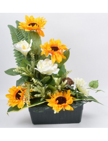 JARDINIERE 25 CM TOURNESOL ROSE GERBERA YELLOW CREAM