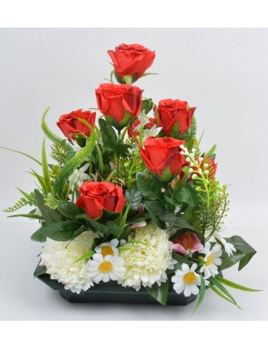 PLATEAU CARRE POMPON ORCHIDEE FLEURETTE RED