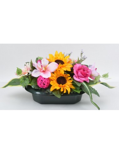 JARDINIERE 25 CM TOURNESOL ROSE GERBERA YELLOW LILAC